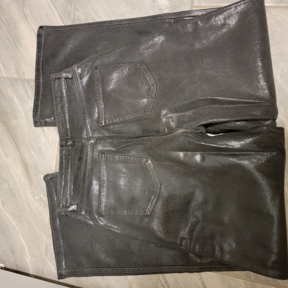 Shiny Black Flare & Wide Leg Jeans